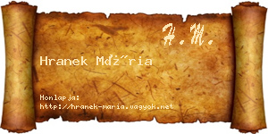 Hranek Mária névjegykártya
